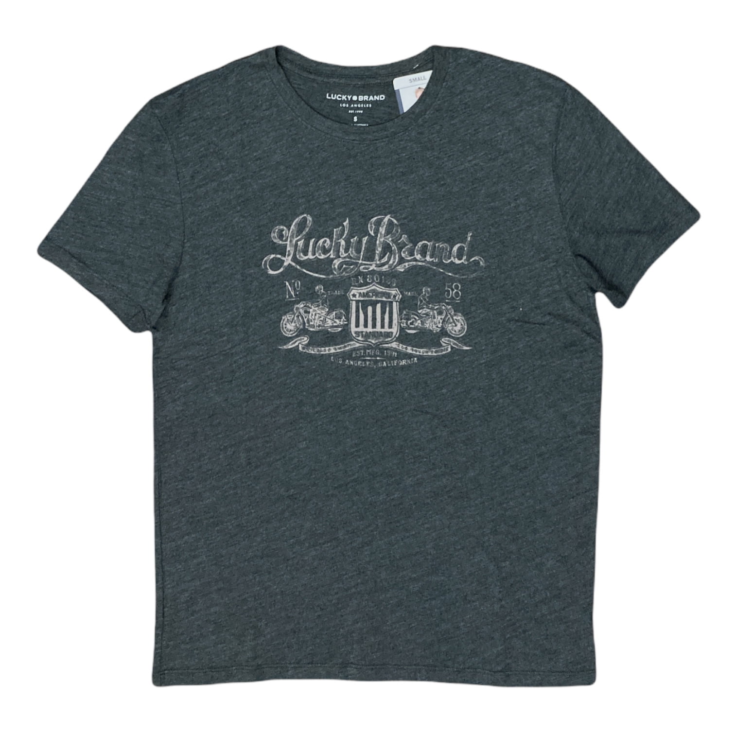 Lucky Brand Men's Lightweight Short Sleeve Graphic Tee Shirt (Heather Grey,  XL) 