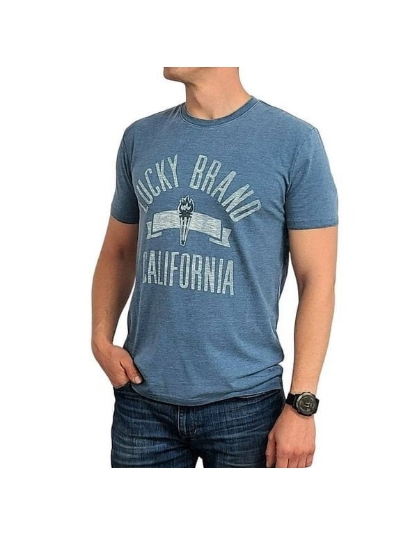 Men's Logo California Graphic Print Soft Cotton Blend T-Shirt-Blue / M