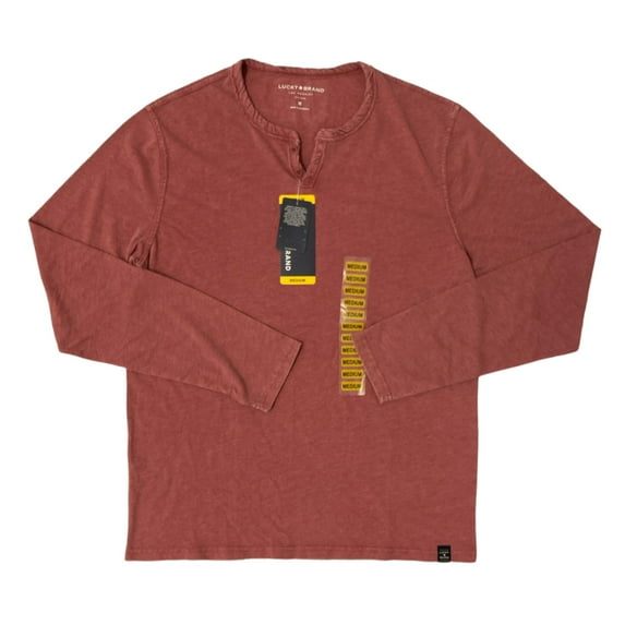 Lucky Brand Men's Long Sleeve Triblend Notch Neck Henley (Rumba Red, L)
