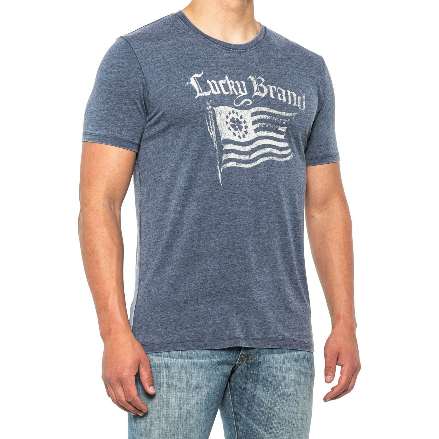 Lucky Brand Men's Lucky American Flag Graphic Print Cotton Blend T-Shirt
