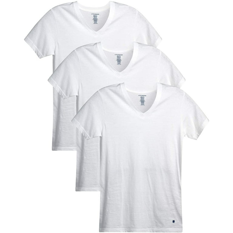 Lucky Brand Men's Undershirt Slim Fit V-Neck Short Sleeve Small T-Shirt 3  Pack L