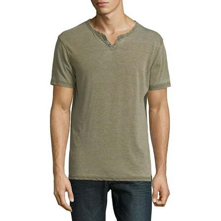 Lucky Brand Men's Venice Burnout Notch Neck Ultra Soft Cotton T-Shirt-Olive / L