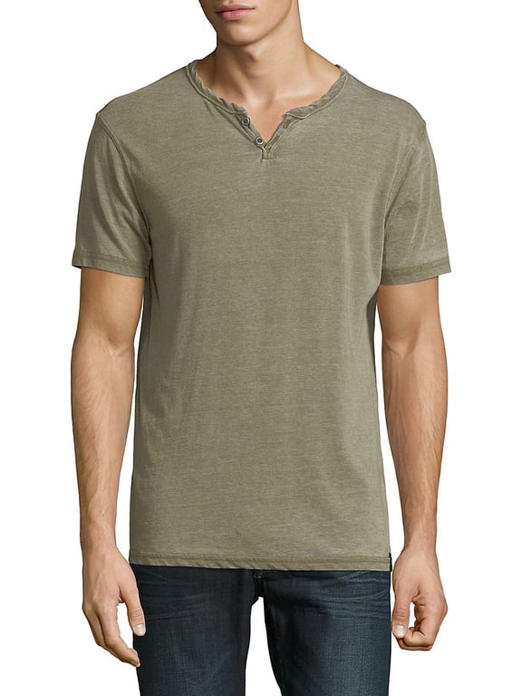 Men's Venice Burnout Notch Neck Ultra Soft Cotton T-Shirt-Olive / M