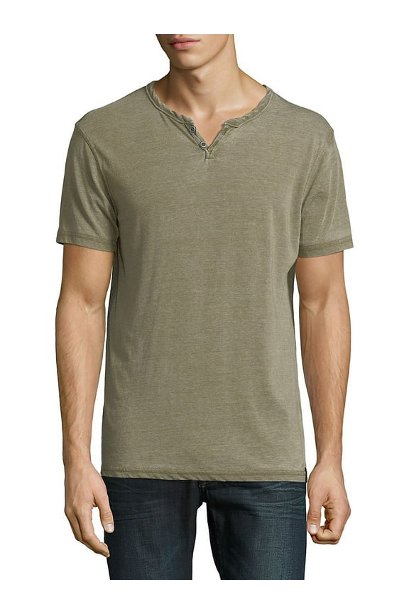 Men's Venice Burnout Notch Neck Ultra Soft Cotton T-Shirt-Olive / M
