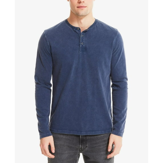 Lucky Brand Men's Weekend Slub Jersey Long Sleeve Henley T-shirt, Size XX-Large, Insignia Blue