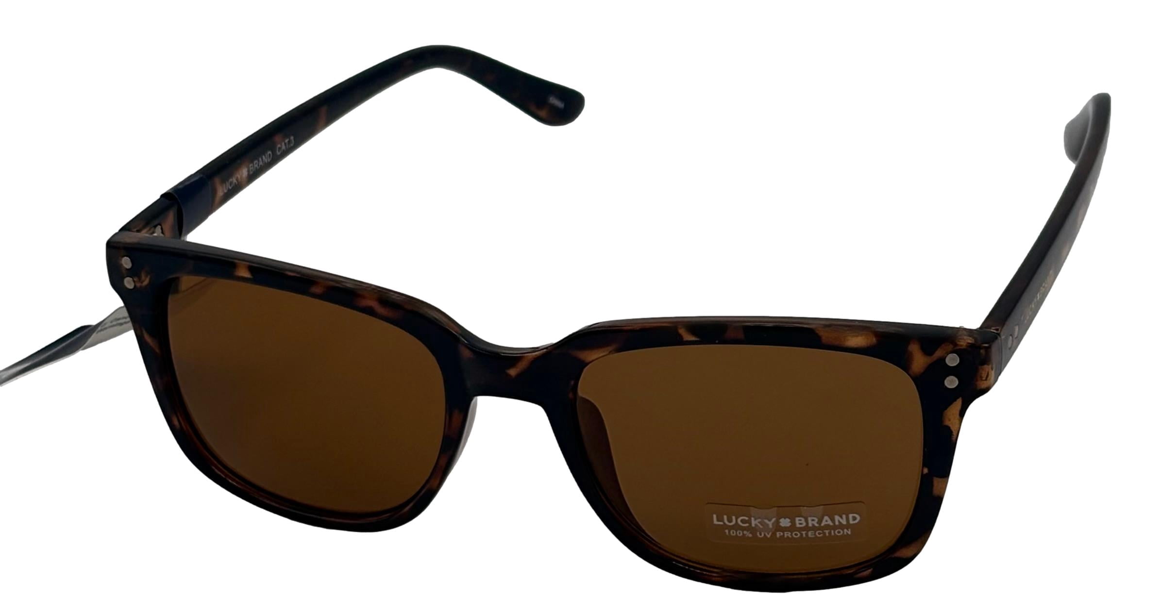 Lucky Brand Mens Tortoise Plastic Rectangle Sunglass, Brown Lens D941
