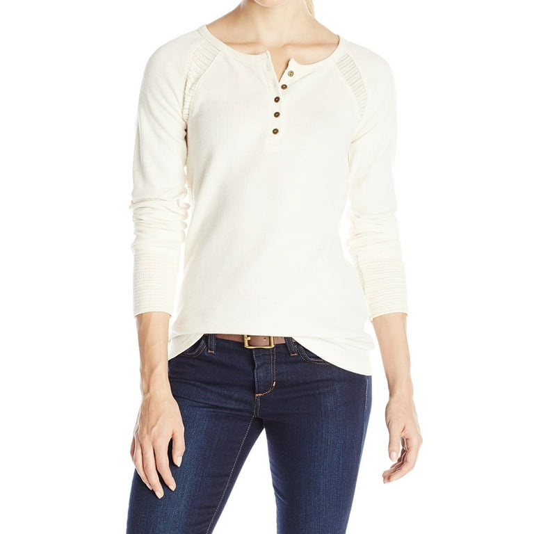 Lucky Brand NEW White Ivory Womens Size XS Henley Knit Top Blouse 