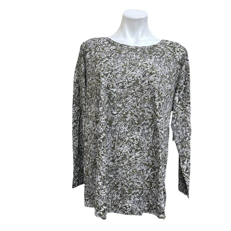 Lucky Brand OLIVE MULTI Women s Floral Print Long Sleeve T Shirt US 2X Walmart