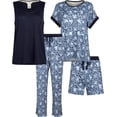 thumbnail image 1 of Lucky Brand Pajamas Set for Women 4-Piece Soft Sleepwear - Top, Tank, Shorts & Pants, Comfy Loungewear Pijama para Mujer (Small, Blue), 1 of 6