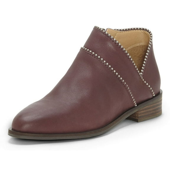 Lucky Brand Perrma Raisin Curved Topline Pinpoint Fashion Embellished Moto Boots (Raisin, 6.5)