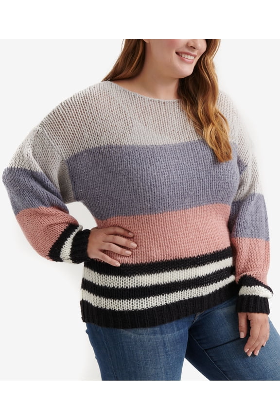 Plus Size Striped Sweater Multi 1X