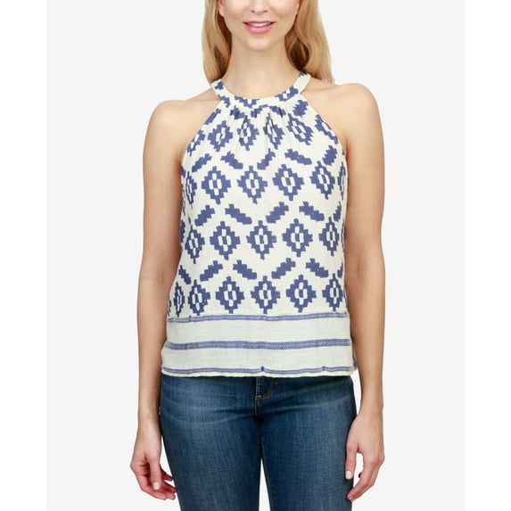 Lucky Brand Printed Halter Top Blue Multi M