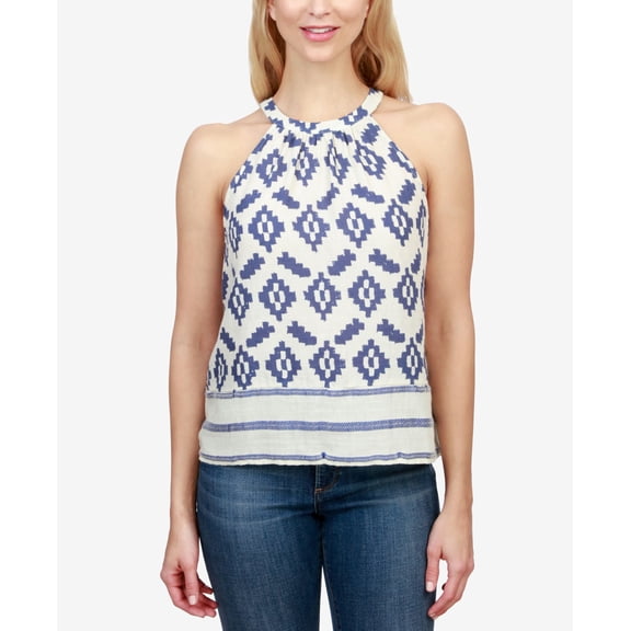 Lucky Brand Printed Halter Top Blue Multi M
