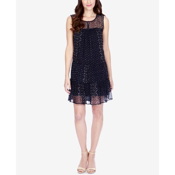 Lucky Brand Printed Illusion Dress Navy Multi M