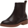 thumbnail image 1 of Lucky Brand Ressy Chocolate Leather Chelsea Style Block Low Heel Ankle Booties (Chocolate, 6), 1 of 5