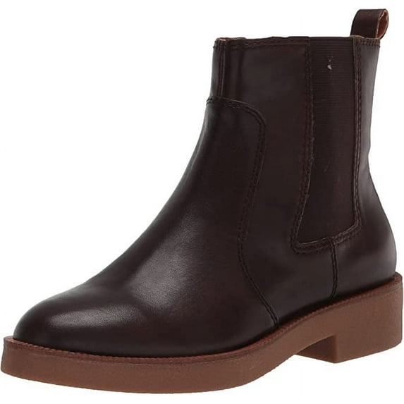 Lucky Brand Ressy Chocolate Leather Chelsea Style Block Low Heel Ankle Booties (Chocolate, 8.5)