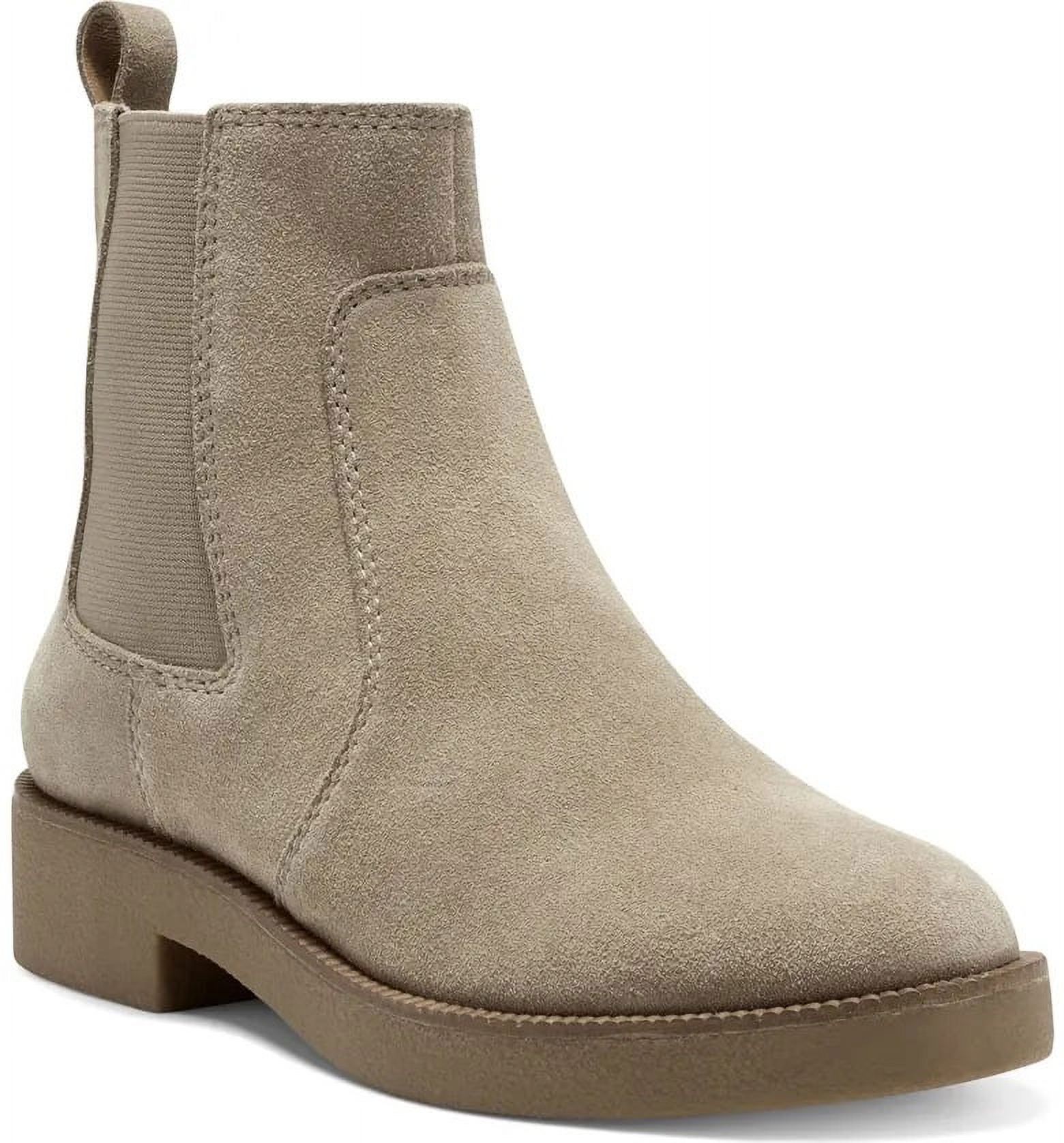 Lucky Brand Ressy Dune Taupe Almond Toe Chelsea Style Block Heel Ankle Boots (9, Dune)