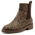 thumbnail image 1 of Lucky Brand Ressy Leopard Brown Leather Chelsea Style Block Low Heel Ankle Boots (Natural Brown, 9), 1 of 5