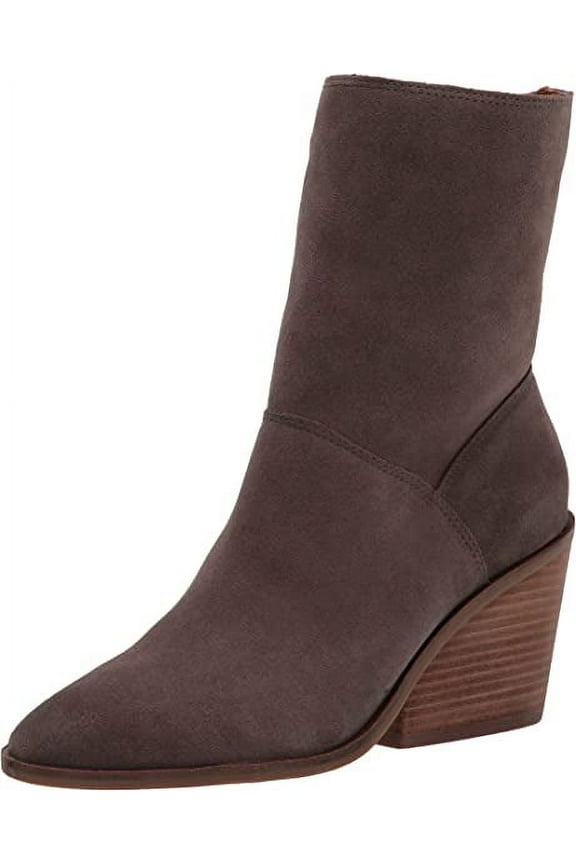 Sarey Falcon Grey Suede Block Heel Wedge Mid Height Boot Booties (Falcon, 9.5)