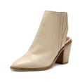 thumbnail image 1 of Lucky Brand Shyna Stucco Open Back Block Heel Almond Toe Leather Ankle Booties (Stucco, 7), 1 of 5