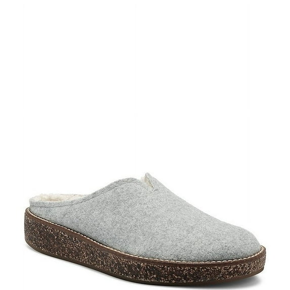 Lucky Brand TAMALA 2 Light Grey Comfortable House Slipper Fur Lined Mule Scuff (8.5, LIGHT GREY)
