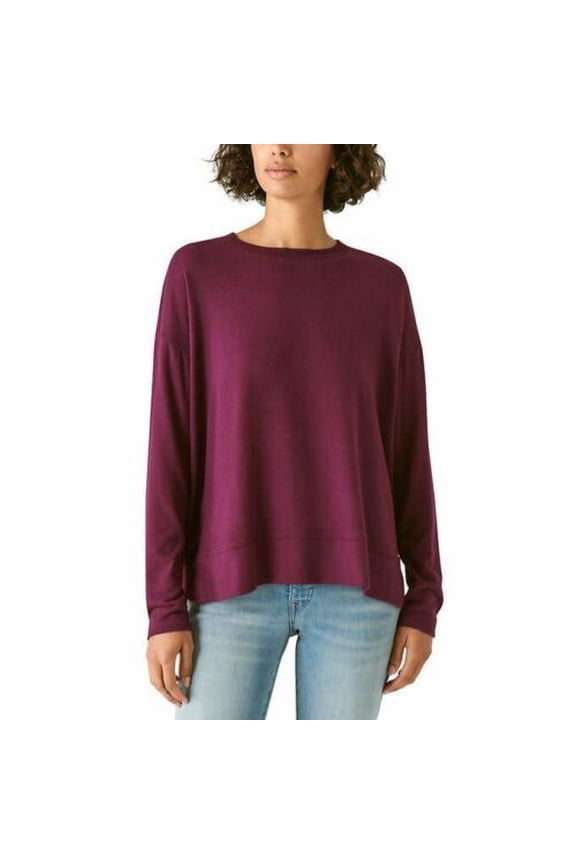 Ultra Soft Cloud Jersey Wrinkle Free Sweatshirt Top Size: L, Color: Potent Purple