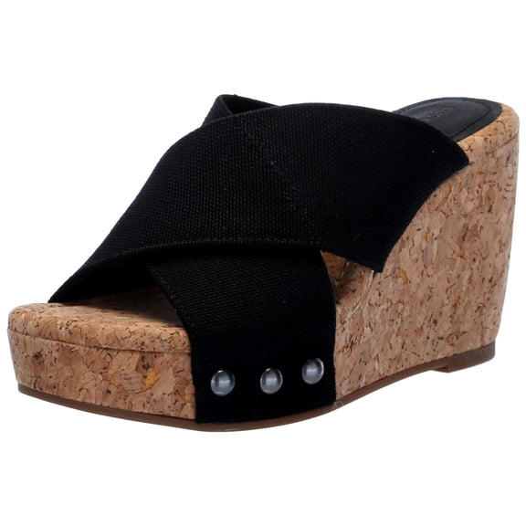 Lucky Brand Valmai Wedge Sandal Black VALMAI-BLK Women's Size 6.5