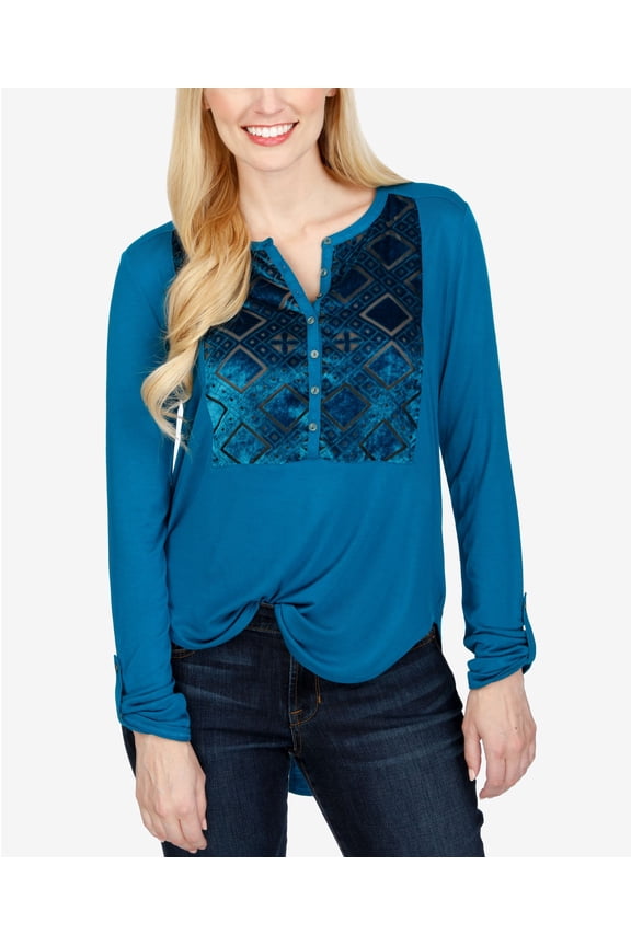 Velvet Burnout Top Blue XL