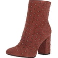 thumbnail image 1 of Lucky Brand Wesson2 Rye Tan Suede Embellished Block High Heel Ankle Chunky Boots (Rye Tan, 6), 1 of 4
