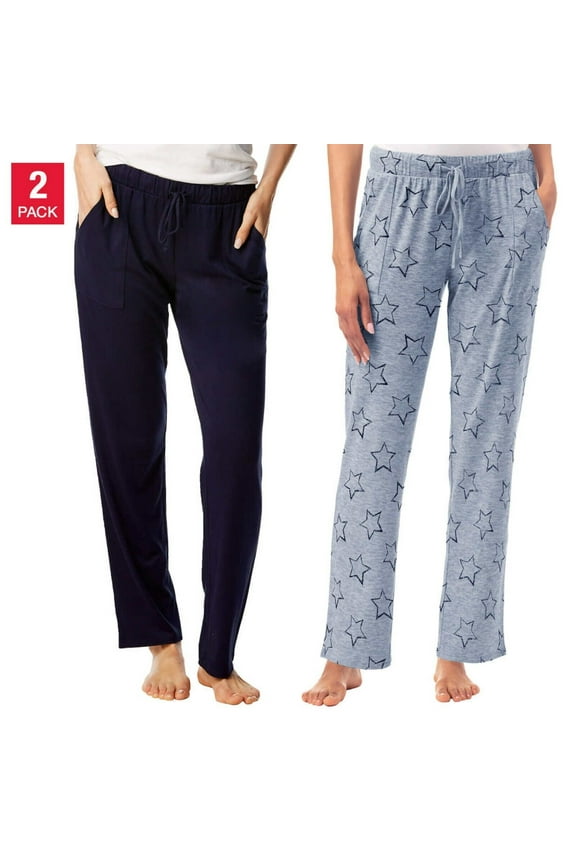 Women's 2-Pack Lightweight Ultra Soft Star Print Relaxed Fit Lounge Pj Pants