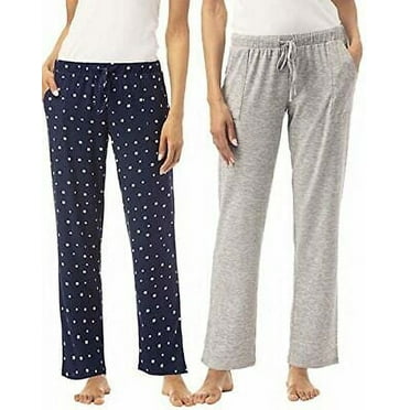 Lucky Brand Women's 2 Pack Straight Leg Lounge Pant with Drawstrings and Pockets (Stars/Light Heather Grey, Small)