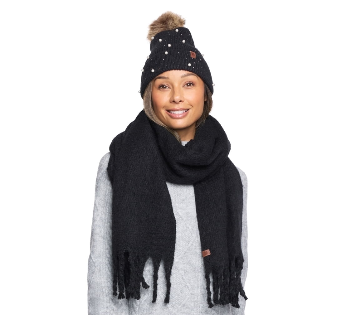 NWT Lucky Brand Black Gray Scarf And Hat Set Lucky Brand Women main image 3