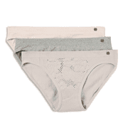 Lucky Brand Women's 3 Pack Crochet Lace Seamless Bikini Panties-Gray / XL