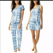 Lucky Brand Women's 3 Piece Pajama Set (Blue Tie-Dye, Small)