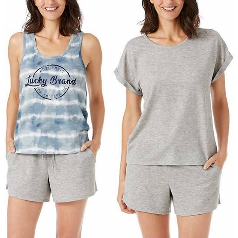 Lucky Brand Women's 3-Piece Sleepwear Set, Heather Gray, L