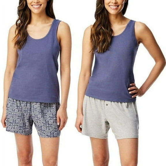 Lucky Brand Women's 3-piece Super Soft Lightweight Shorts and Tank Lounge Sleep Set-Blue / M