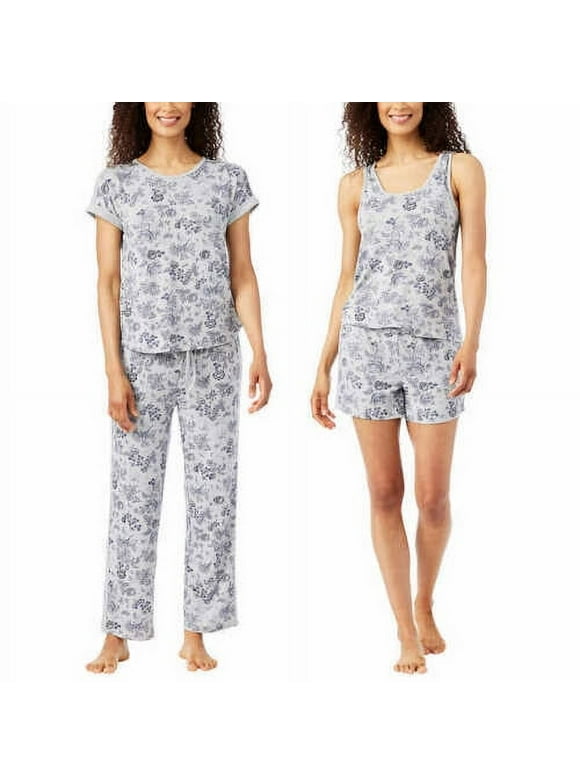 Lucky Brand Women's 4-Piece Pajama Set (Mini Denim Floral, Large)
