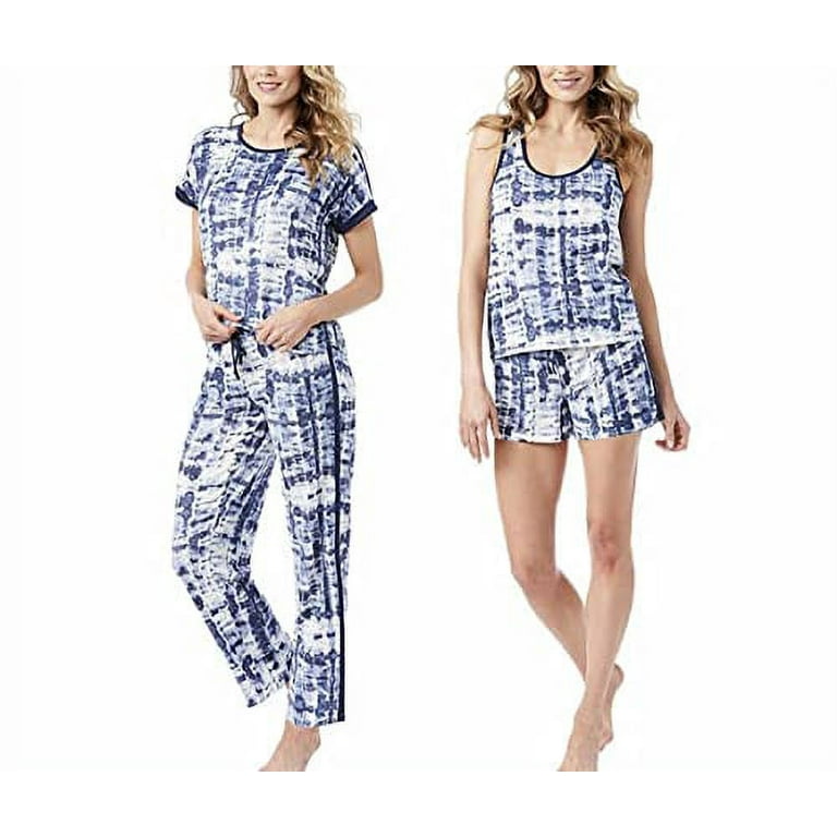 Lucky Brand Women's 4 Piece Pajama Set, Tee, Tank, Short, & Pant (XX-Large,  Winter Tie Dye)