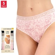 Lucky Brand Women's 5-Pack Underwear Ultra Soft High Cut Full Coverage Panties-Multi / L