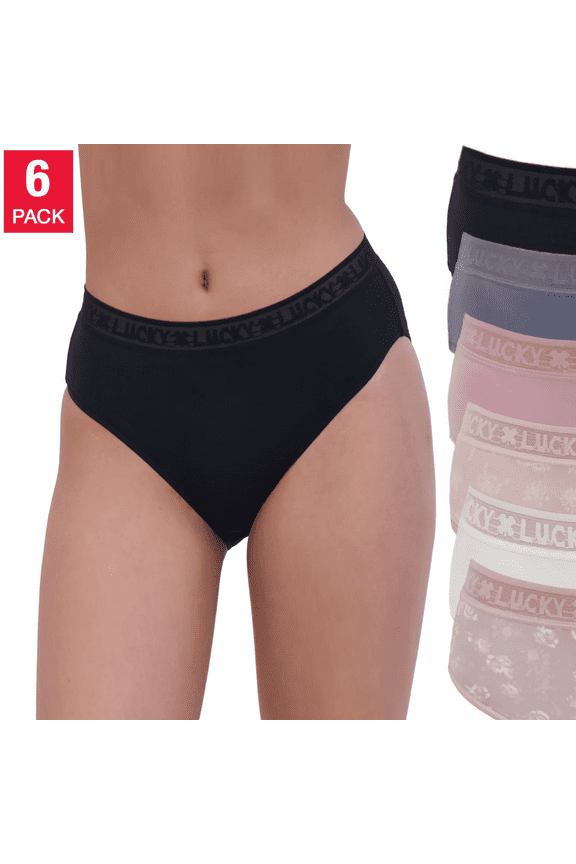 Women's 6-Pack Ultra Soft 4-Way Stretch Tag Free Panties (Black, S)