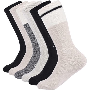 6 Pairs Women's Knee High Boot Socks - Red & Navy Blue, Solid Colors, Size 4-10