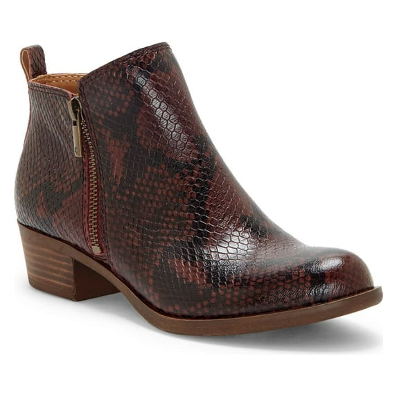 Lucky Brand Women's Basel Ankle Bootie Red Slither Snake Boot (9, Sugar Red Slither)
