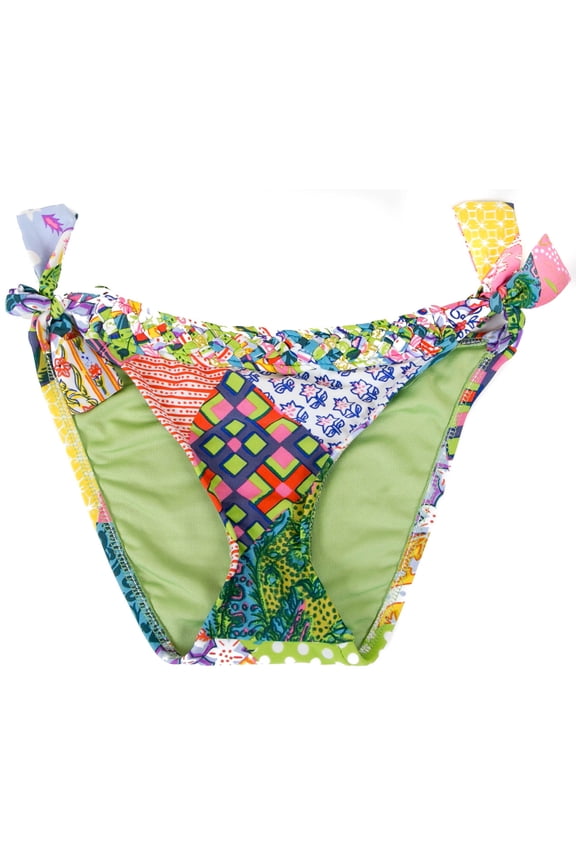 Brand Women's Basic Fit Tie Side Pattern Swim Bottom