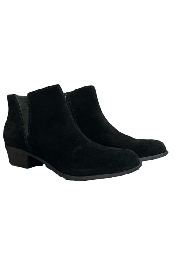 Women's Bessie Cuban Heel Side Zip Ankle Boot (Black, 7)