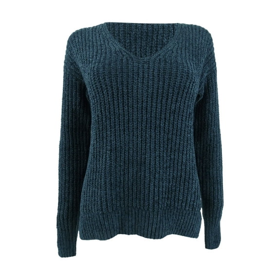 Lucky Brand Women's Chenille V-Neck Sweater (S, Navy)