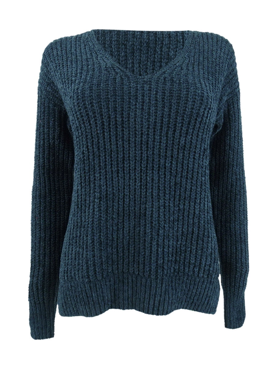 Lucky Brand Women's Chenille V-Neck Sweater (XS, Navy)