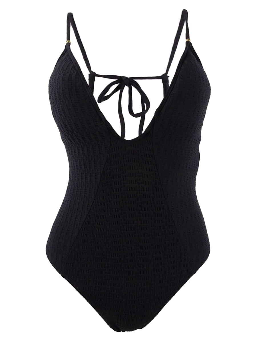 Lucky Brand Women's Chic Plunging Strappy-Back One-Piece Swimsuit