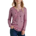 thumbnail image 1 of Lucky Brand Women's Embroidered Thermal Top Purple Size Large, 1 of 3