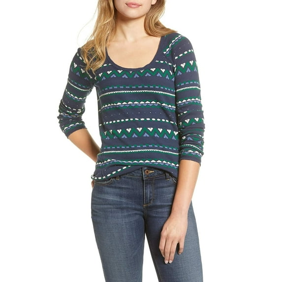 Lucky Brand Women's Fair Isle Thermal Top Green Size Medium