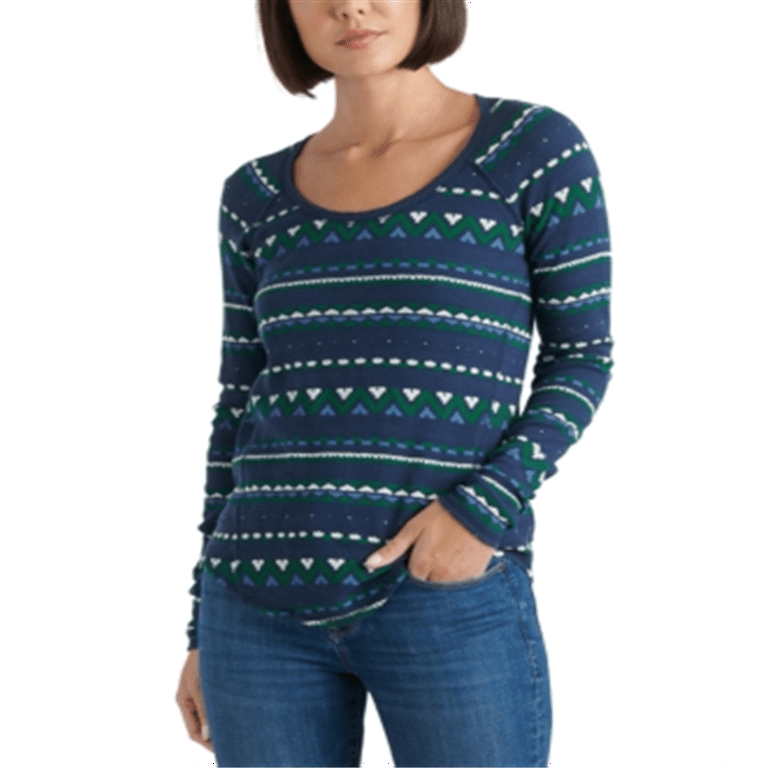 Lucky Brand Women's Fair Isle Thermal Top Green Size XX-Large